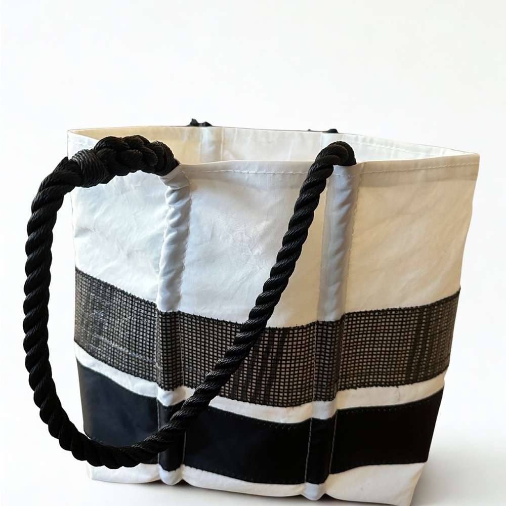 Sea Bags Black High Performance Sail Stripe Large Tote.